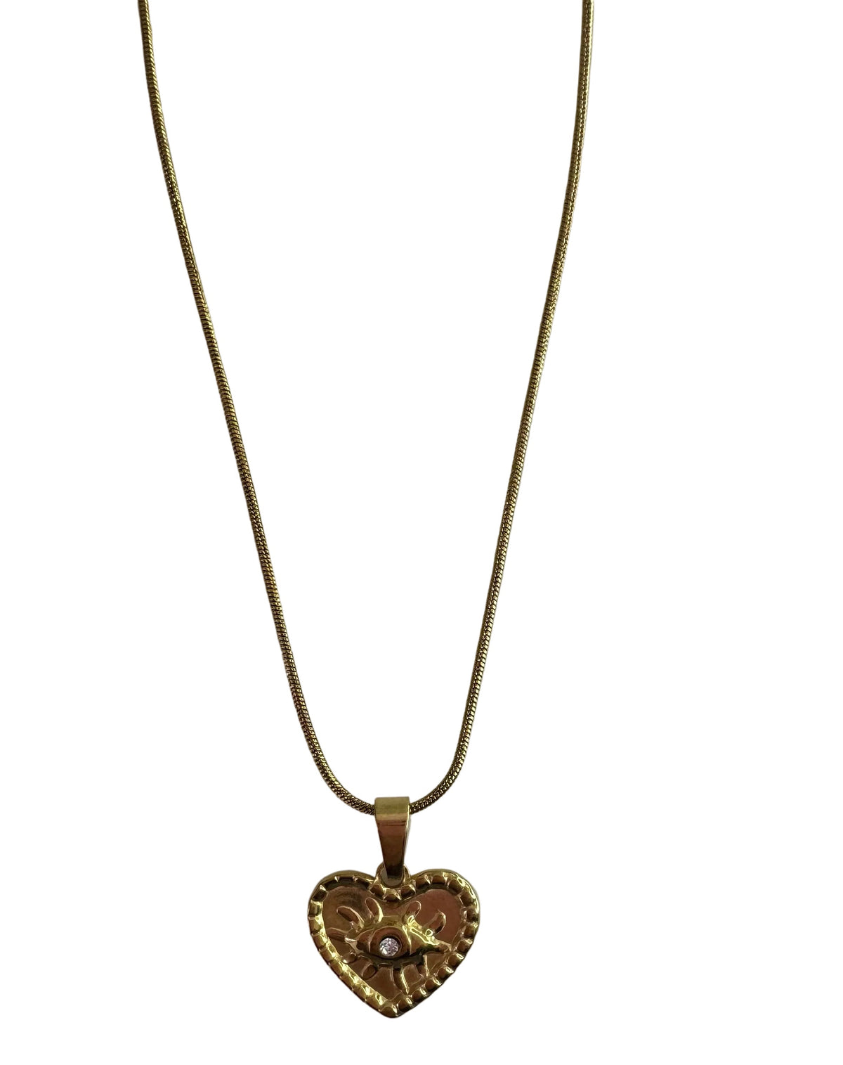 COLLAR DIJE DE CORAZÓN CON OJO TURCO