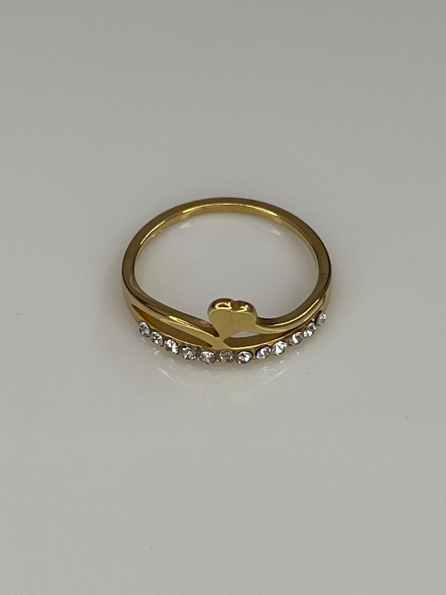 Anillo doble corazón con brillos