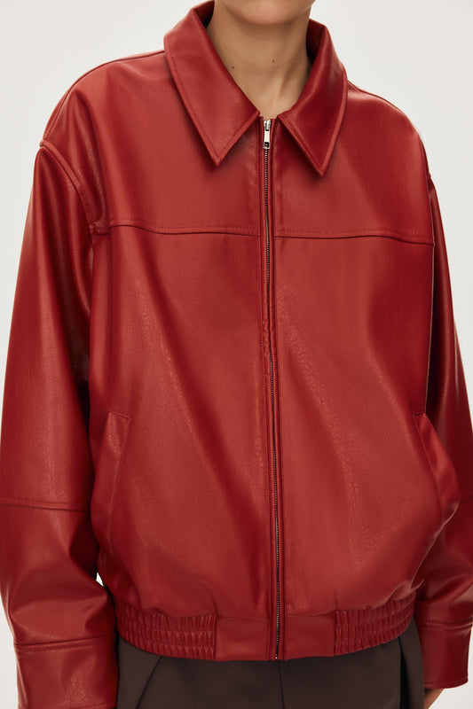 CHAQUETA BOMBER EFECTO PIEL