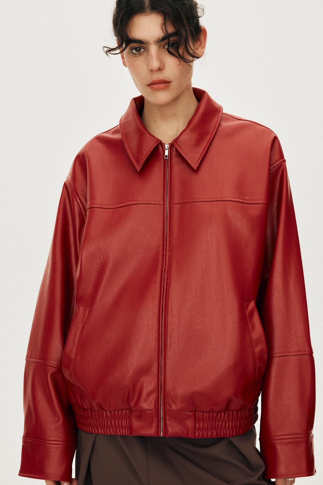 CHAQUETA BOMBER EFECTO PIEL