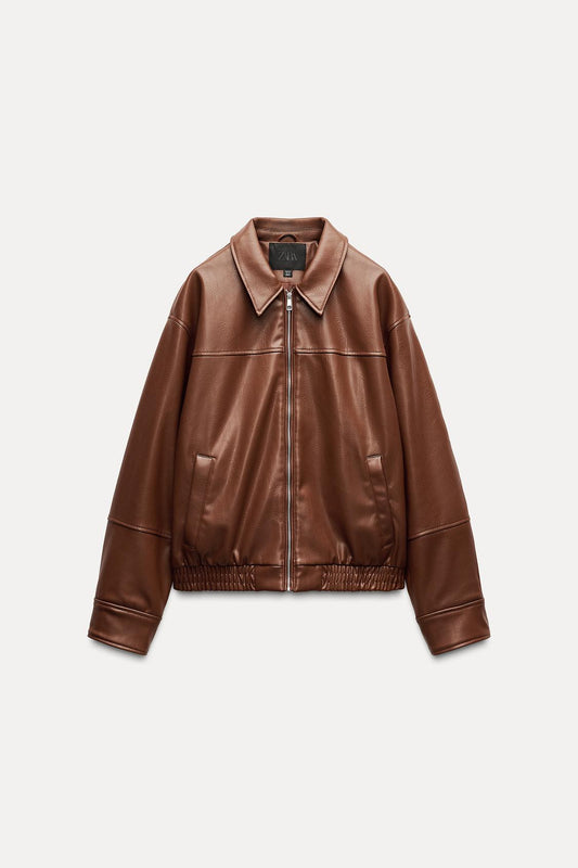 CHAQUETA BOMBER EFECTO PIEL