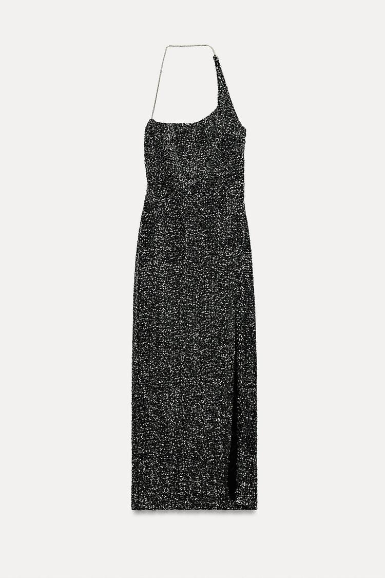 VESTIDO ASIMETRICO LENTEJUELAS ZARA