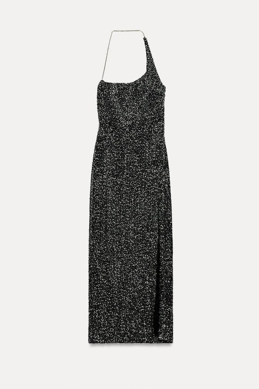 VESTIDO ASIMETRICO LENTEJUELAS ZARA
