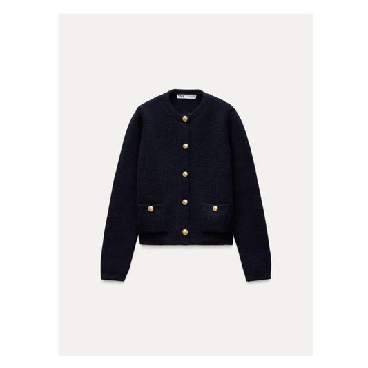 CHAQUETA PUNTO BOTÓN DORADO ZARA