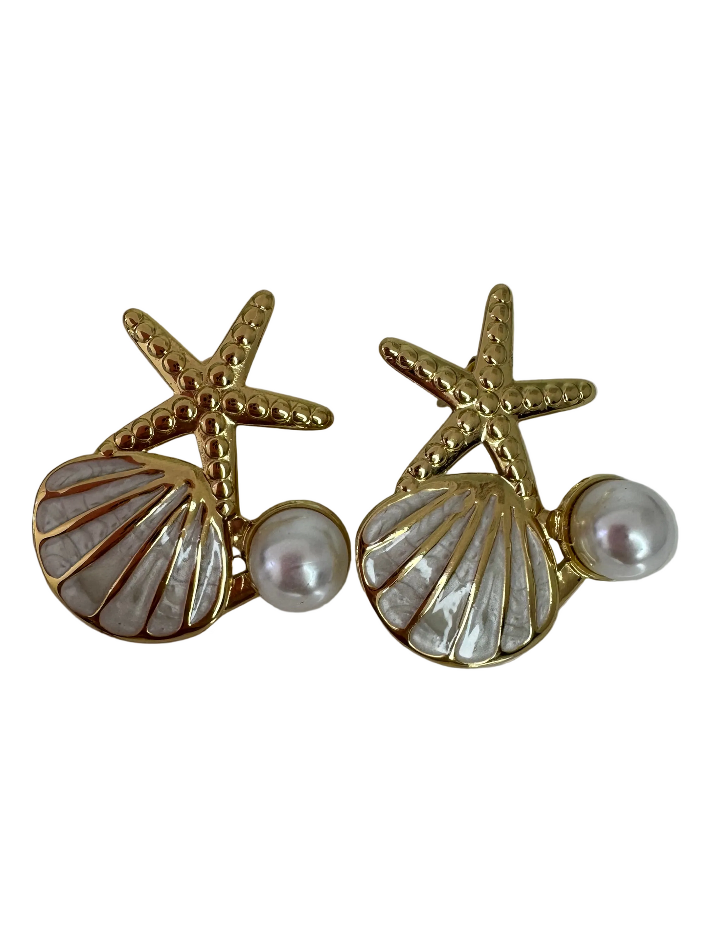 Pendiente estrella de mar y conchita
