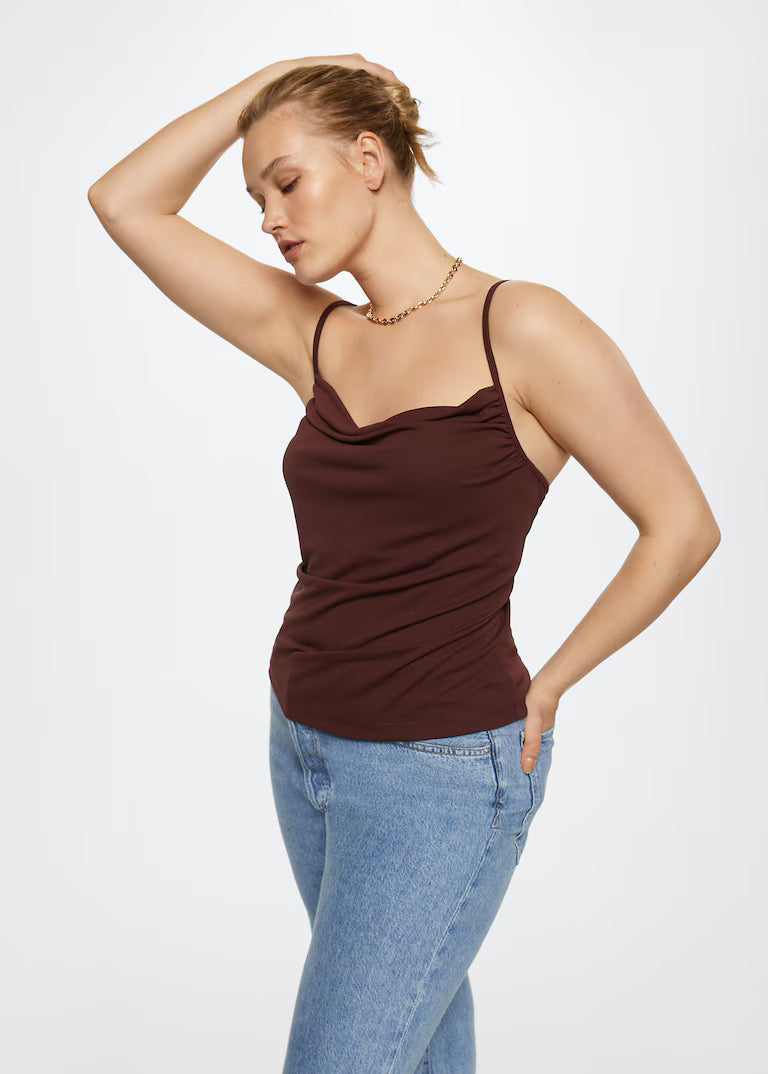 TOP LENCERO DRAPEADO MANGO