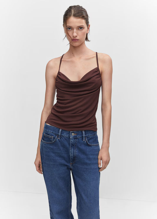 TOP LENCERO DRAPEADO MANGO