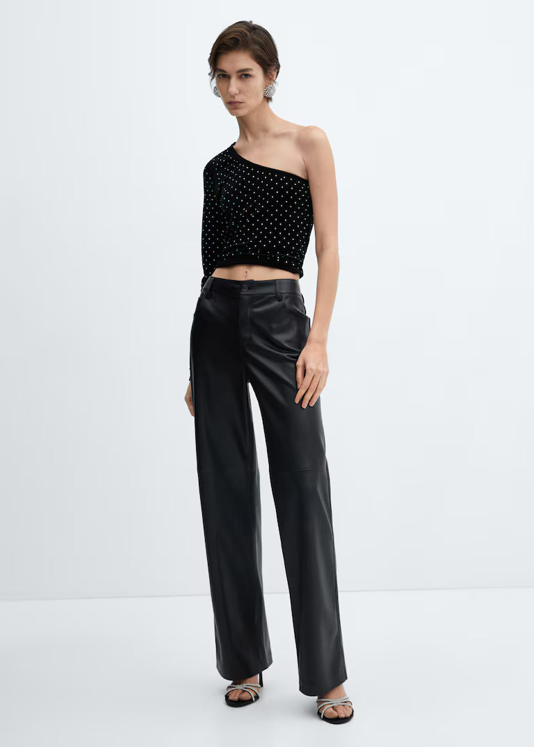 TOP TERCIOPELO STRASS MANGO