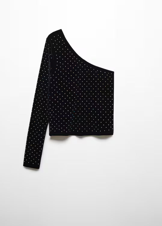 TOP TERCIOPELO STRASS MANGO