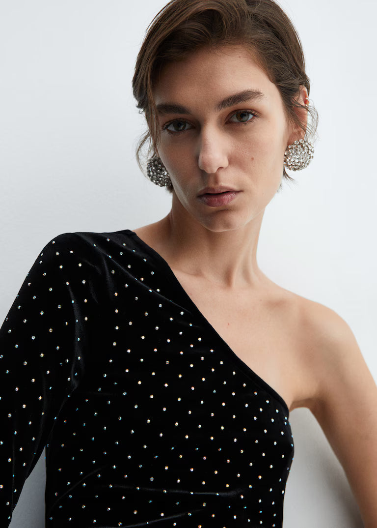 TOP TERCIOPELO STRASS MANGO