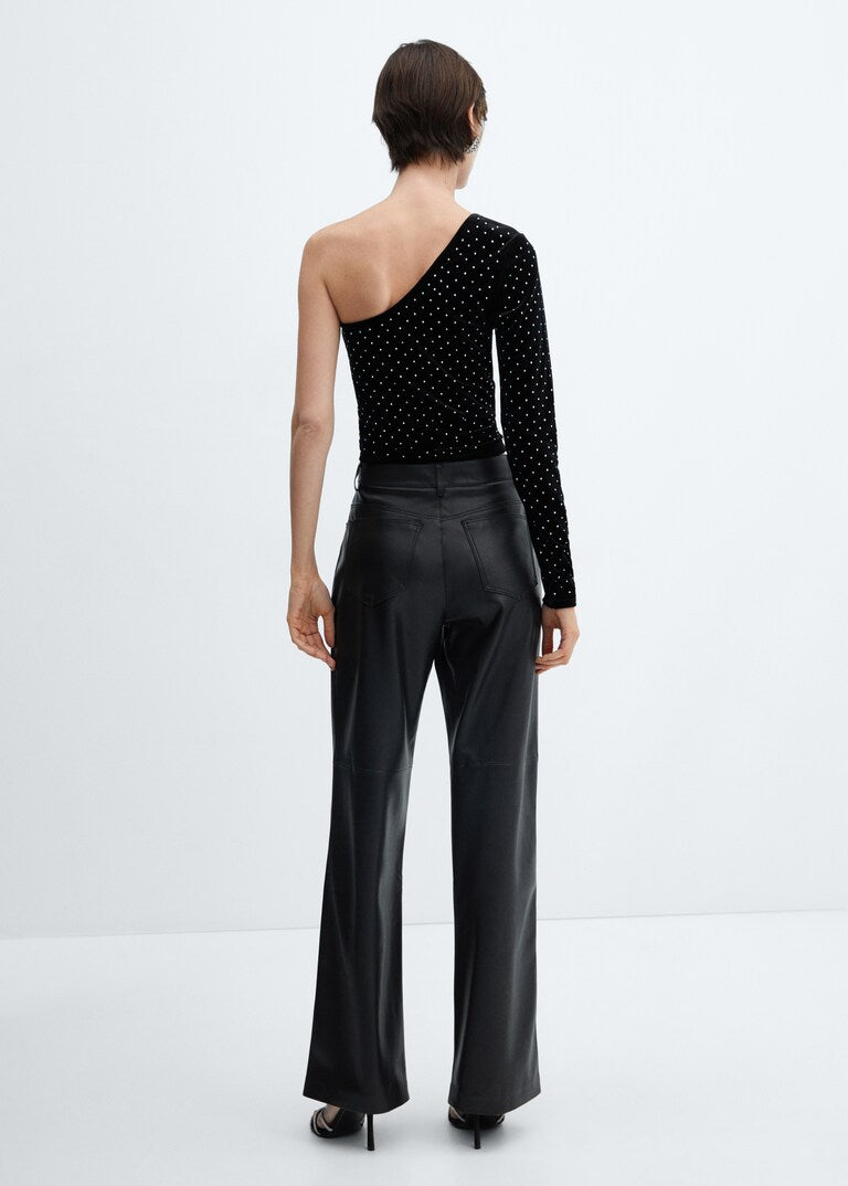 TOP TERCIOPELO STRASS MANGO