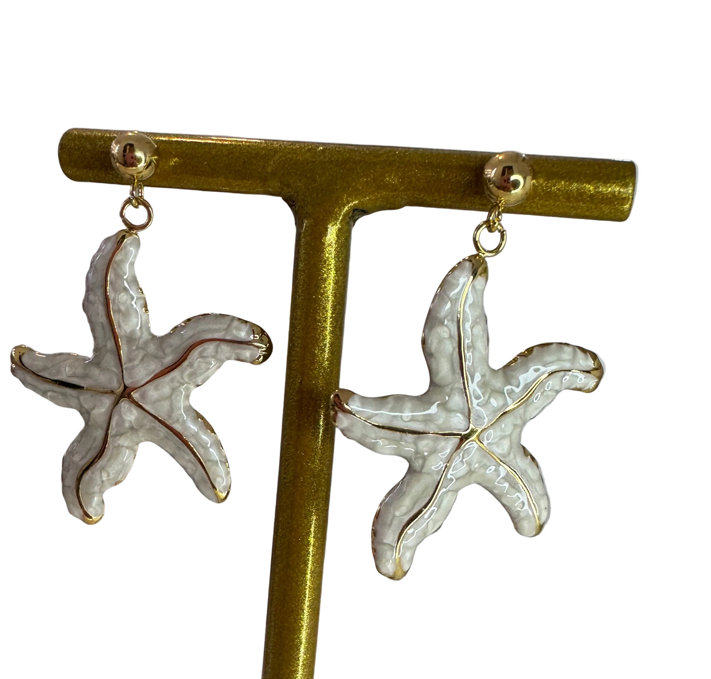 Pendiente estrella de mar blanco