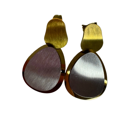 Pendiente plateado y dorado
