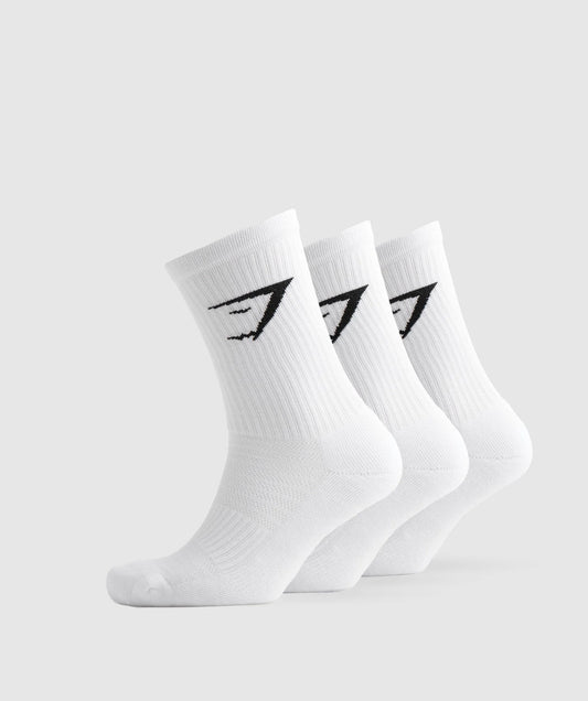 CREW SOCKS 3 PK WHITE