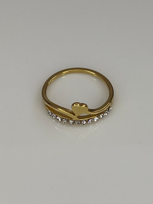 Anillo doble corazón con brillos