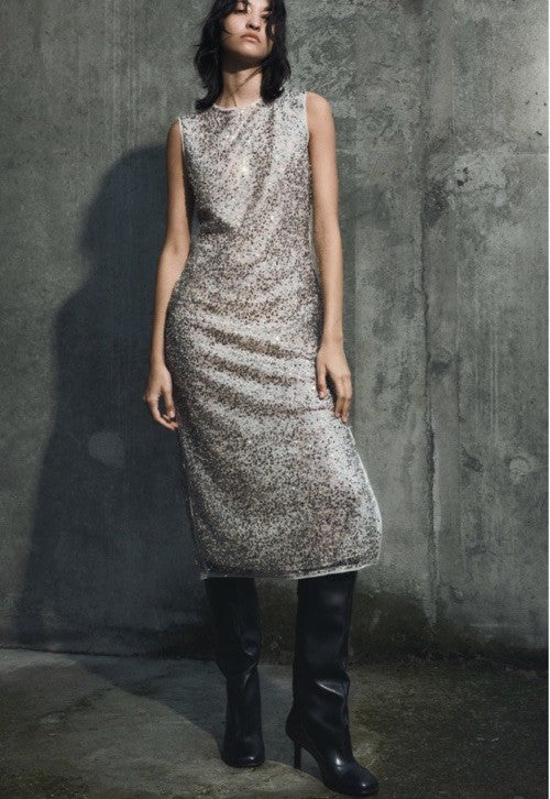 VESTIDO MIDI LENTEJUELAS ZARA